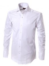 Белая рубашка с высоким воротником на двух пуговицах